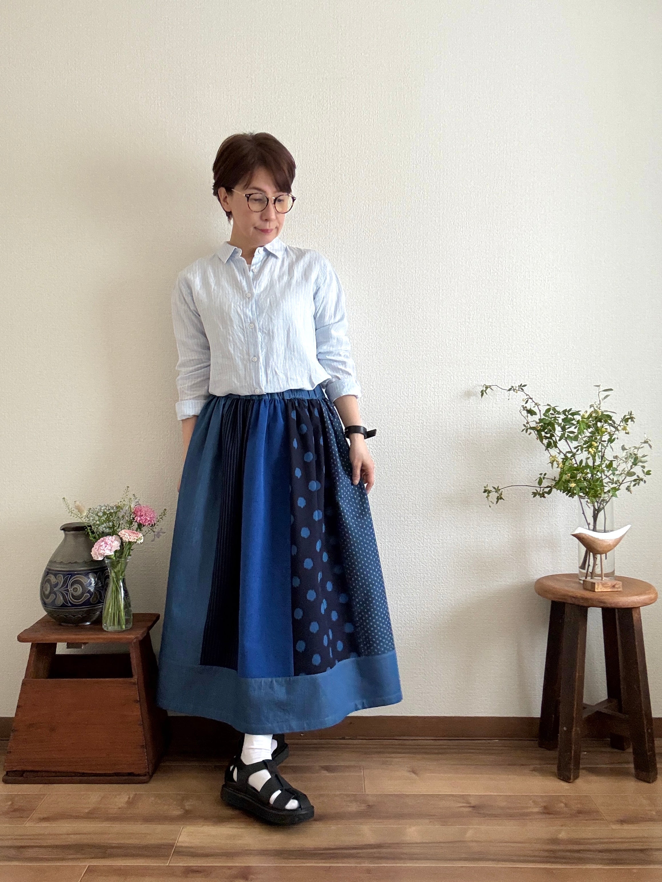 〈絣スカート〉晴丸さんと縞しまの爽やかさん