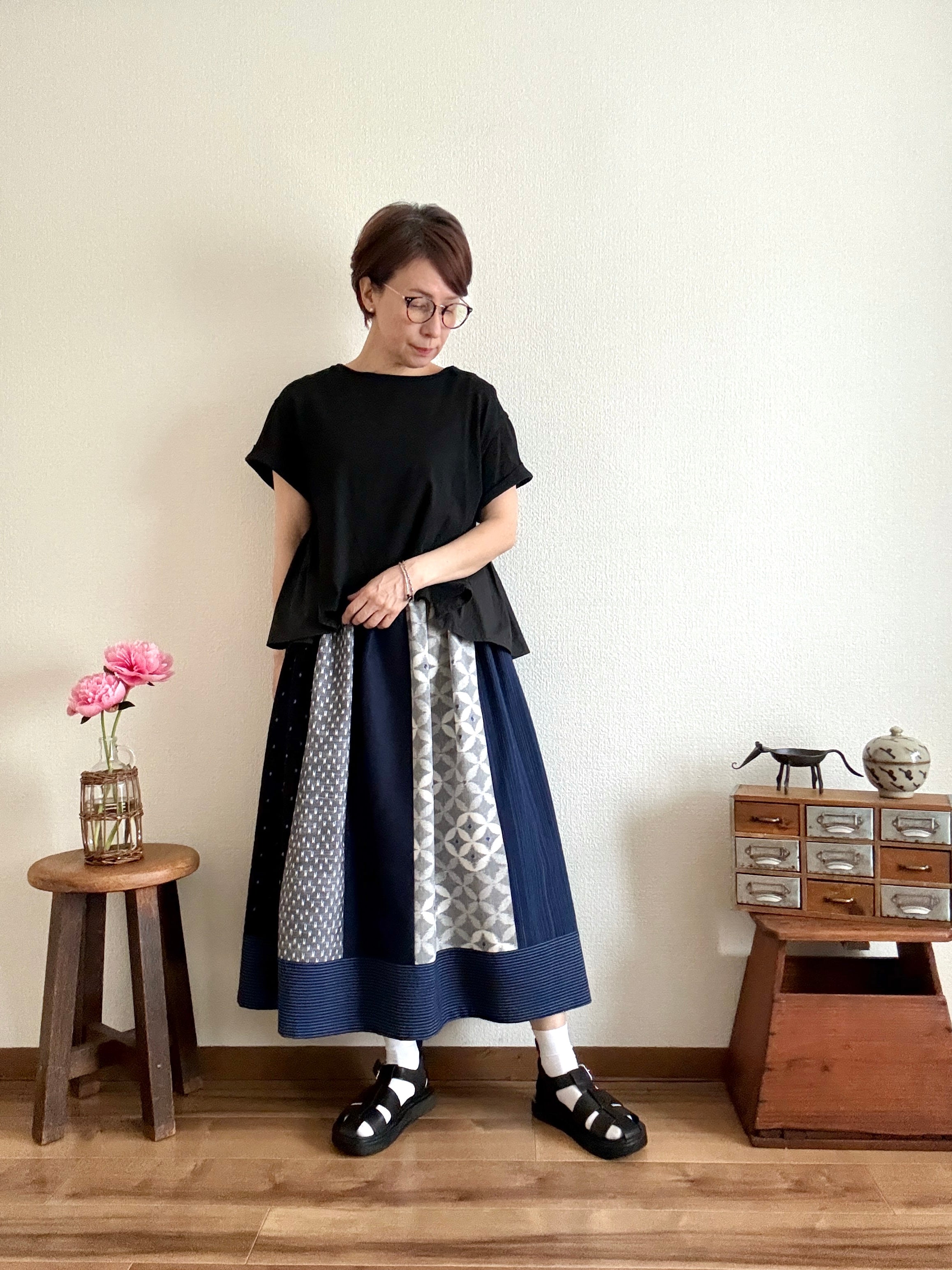 Premium 〈絣スカート〉七宝のゆらぎⅡ