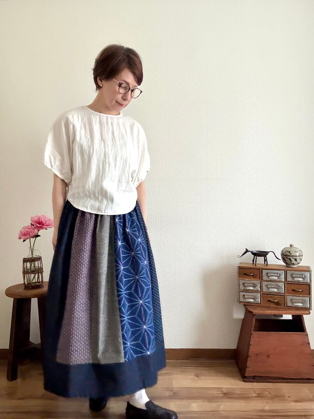 5月限定〈絣スカート〉麻の葉