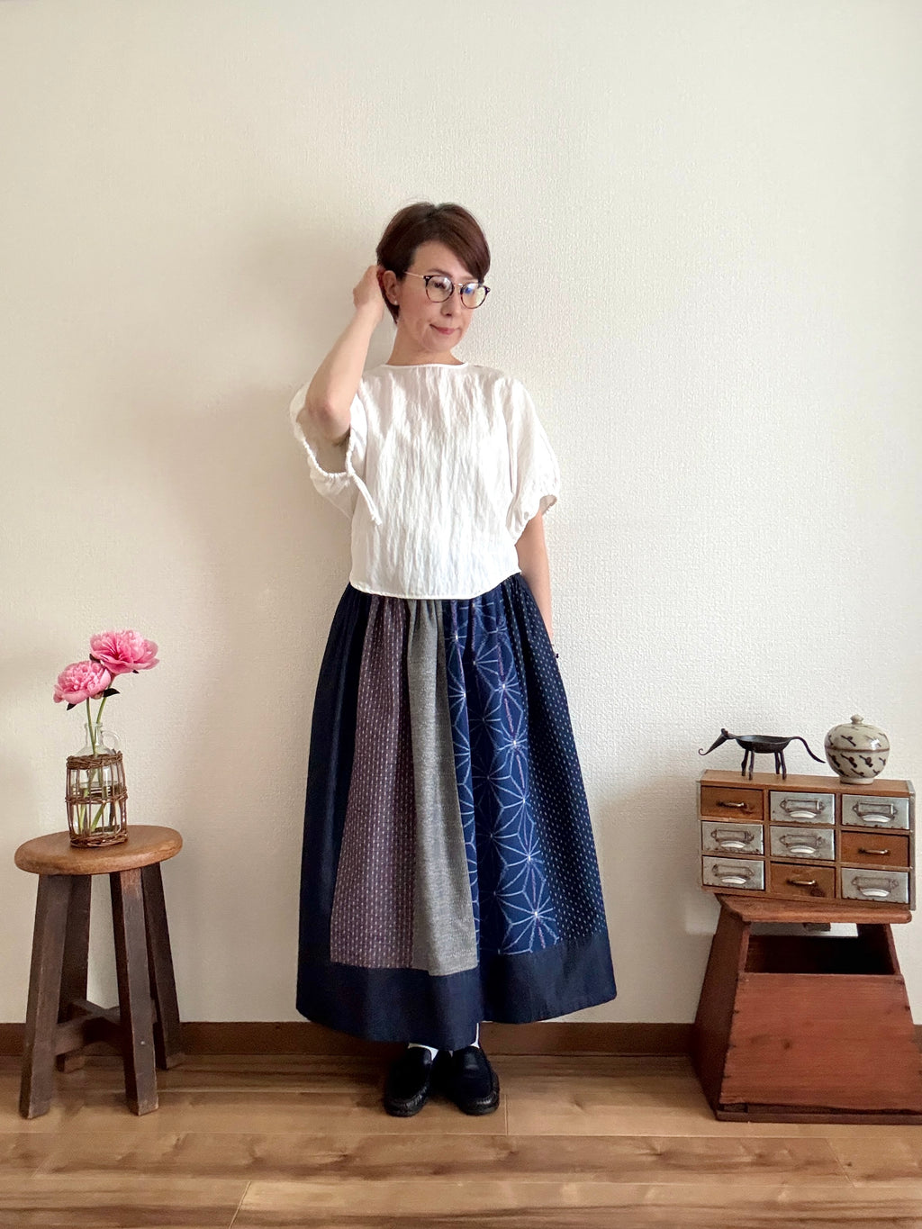 5月限定〈絣スカート〉麻の葉