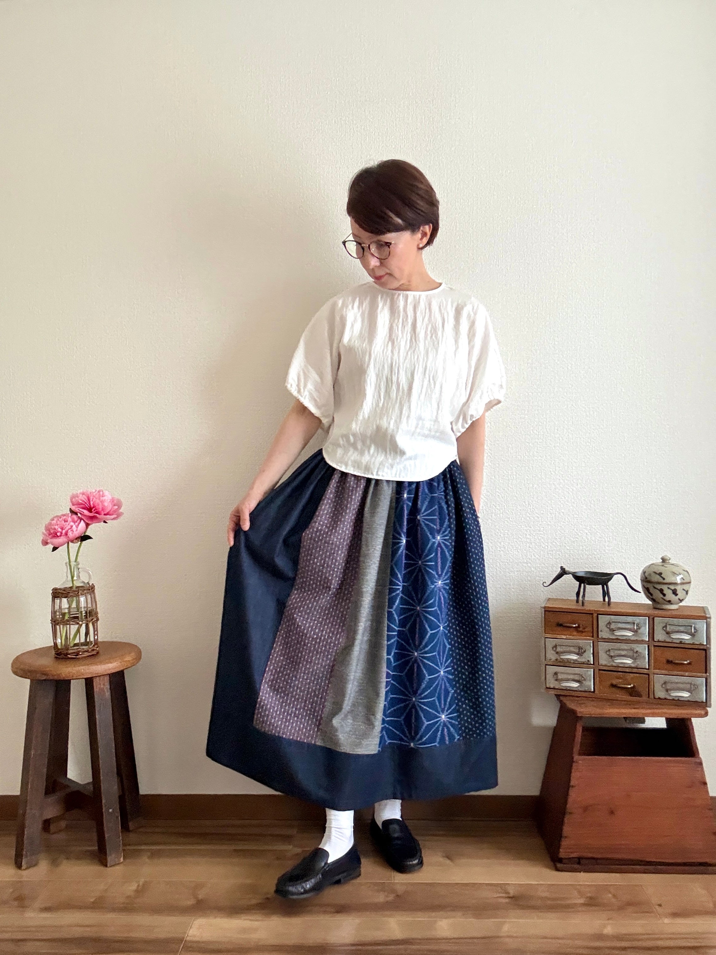 5月限定〈絣スカート〉麻の葉