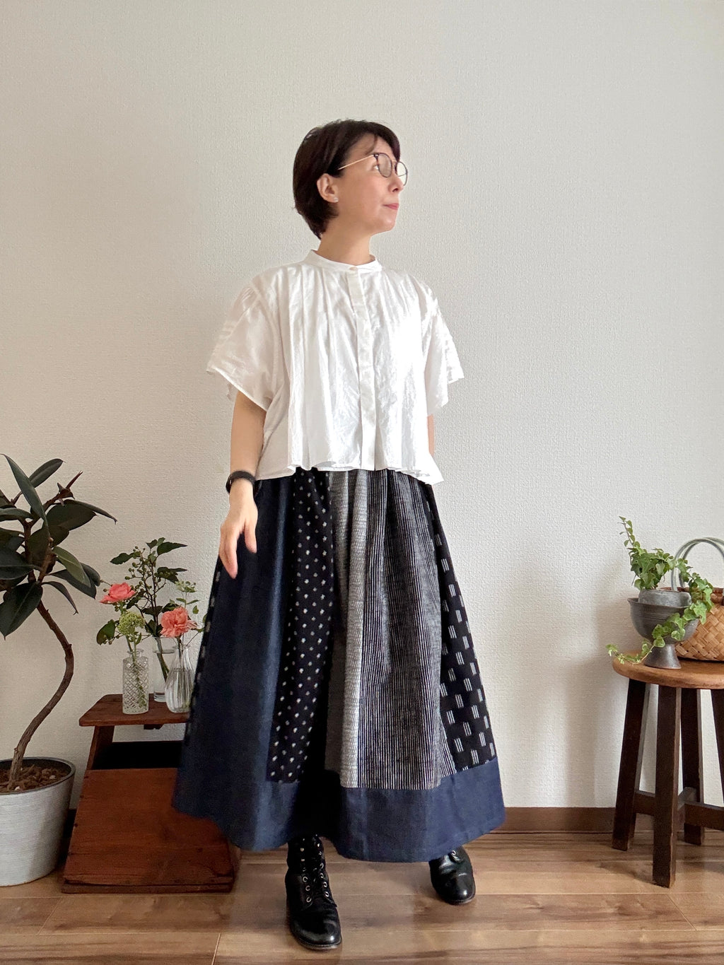 〈絣スカート〉よろけストライプといち松さん