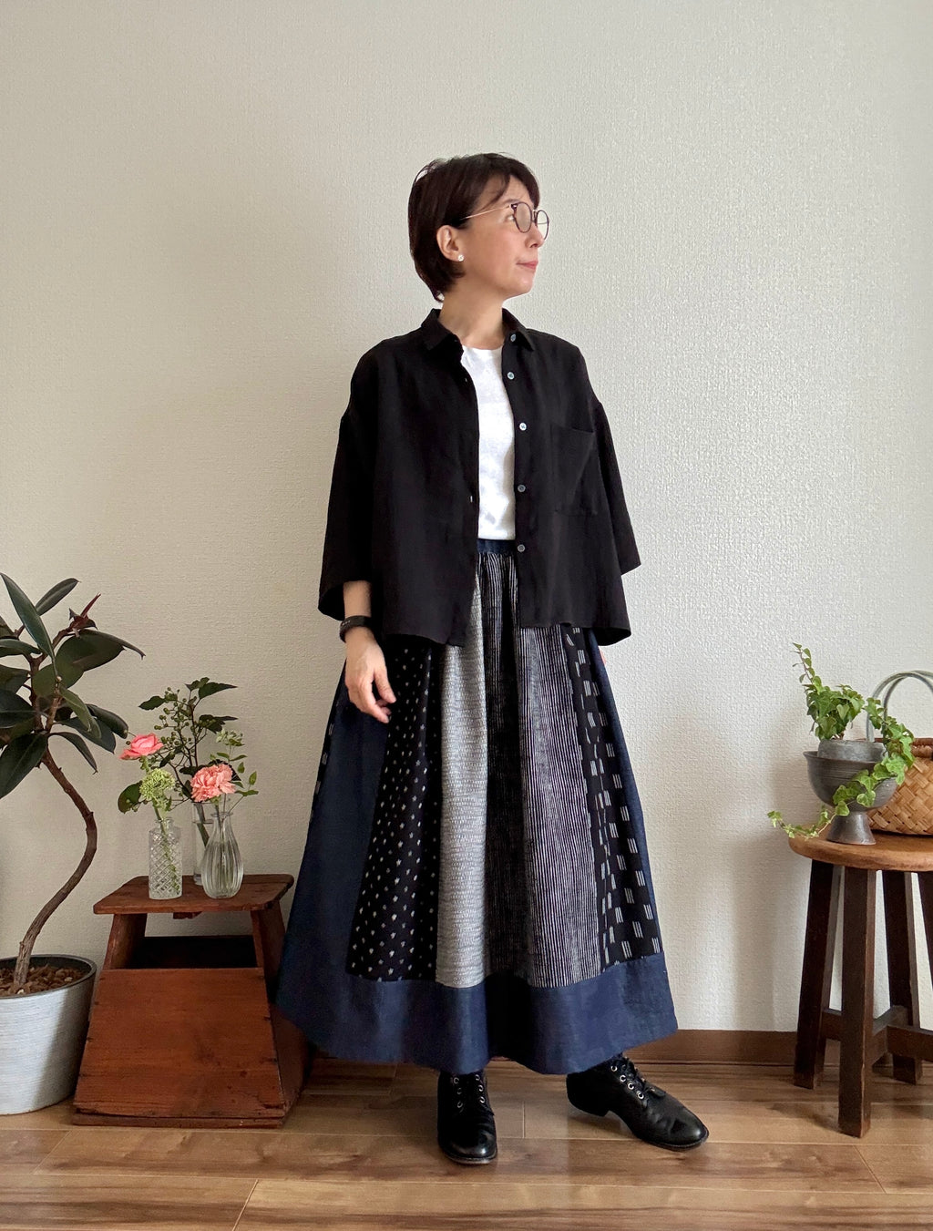 〈絣スカート〉よろけストライプといち松さん